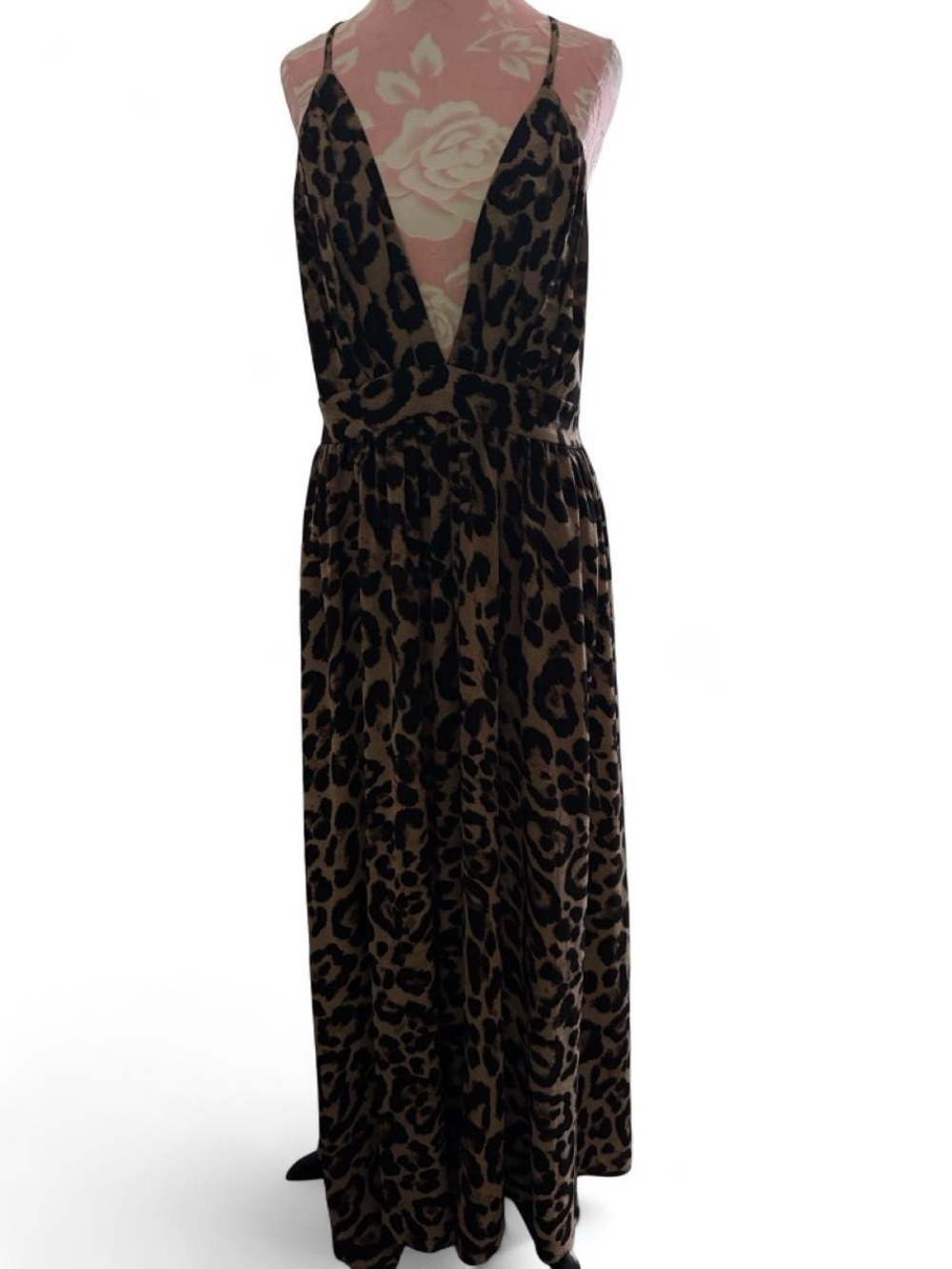 SHEIN Leopard Print Plunge Maxi Dress - Brown/Black